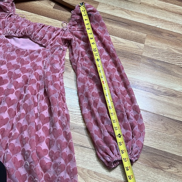 For Love Lemons Nikki Heart Burnout Cute Romantic Midi Dress size S - Picture 5 of 16